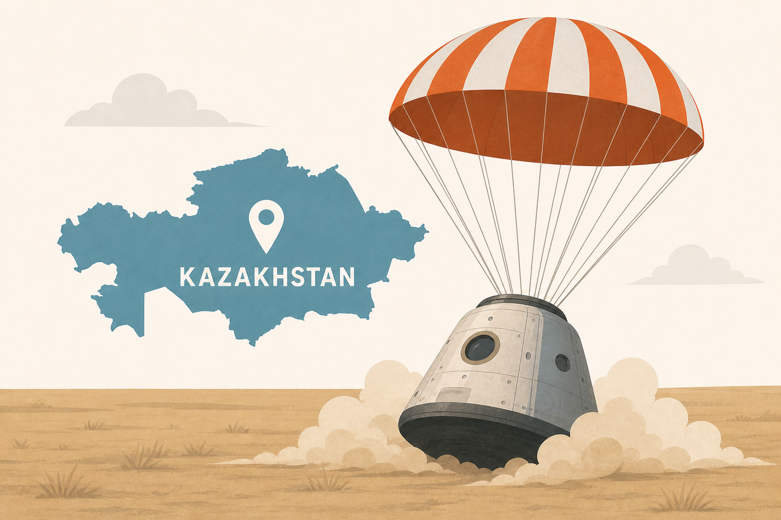 A US-Russian space crew lands safely in Kazakhstan after an 8-month stint on the ISS