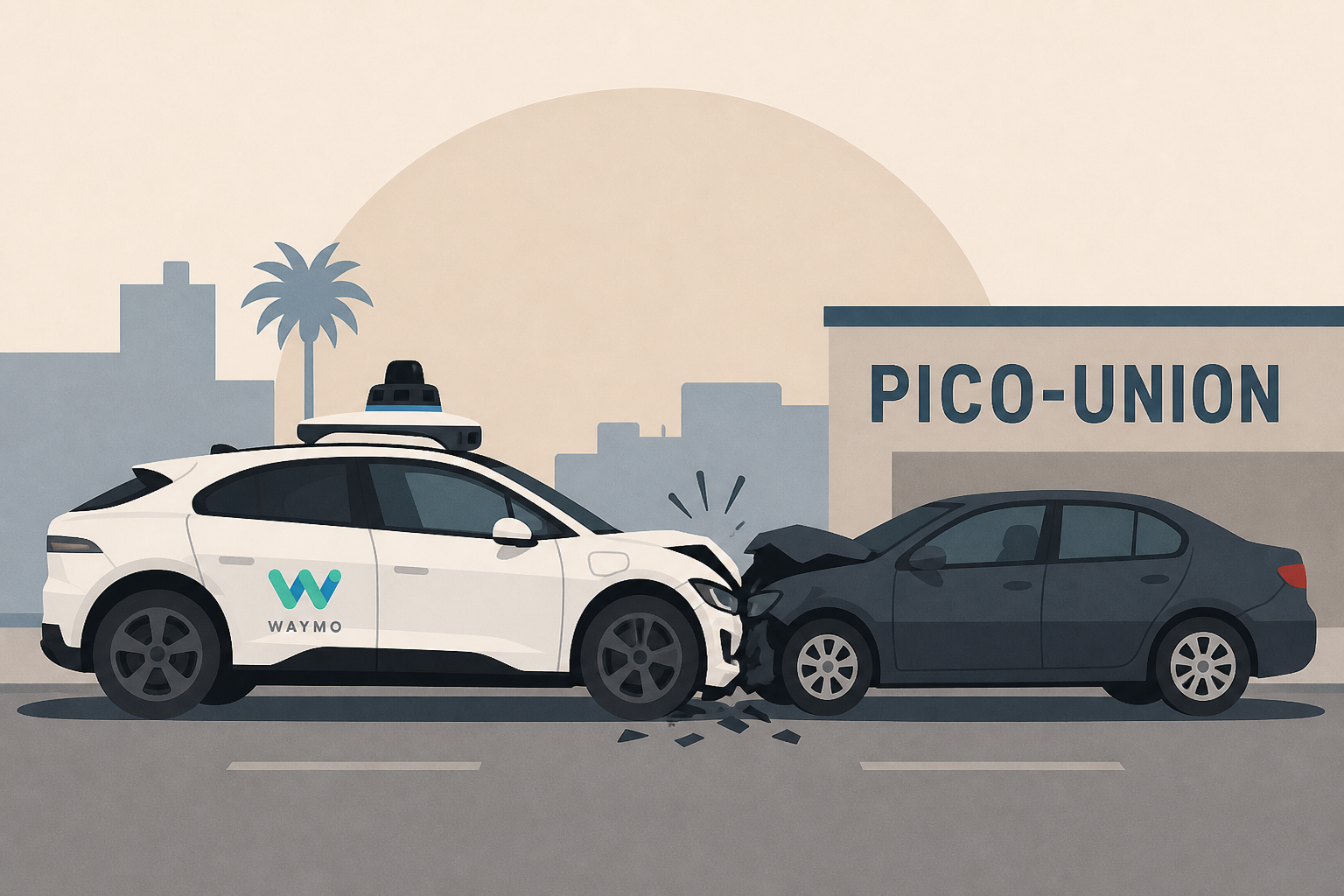 2-car crash involving Waymo vehicle in Pico-Union leaves 1 hospitalized