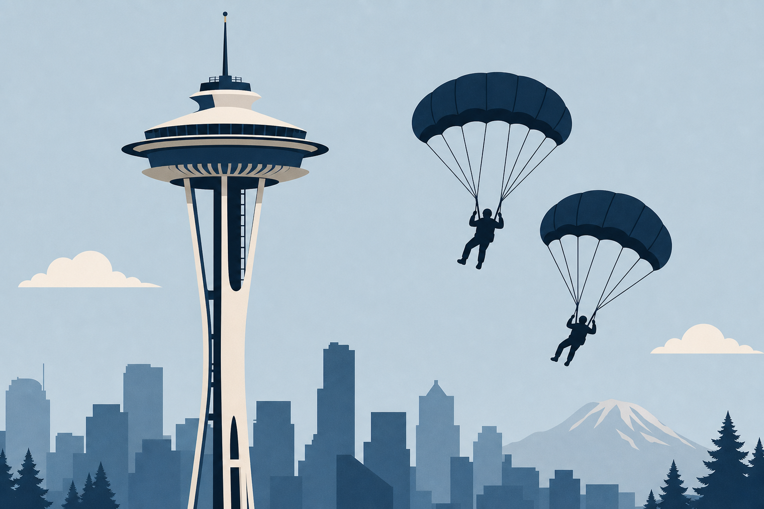 Seattle Police Search for 2 Men Who Parachuted From the Space Needle