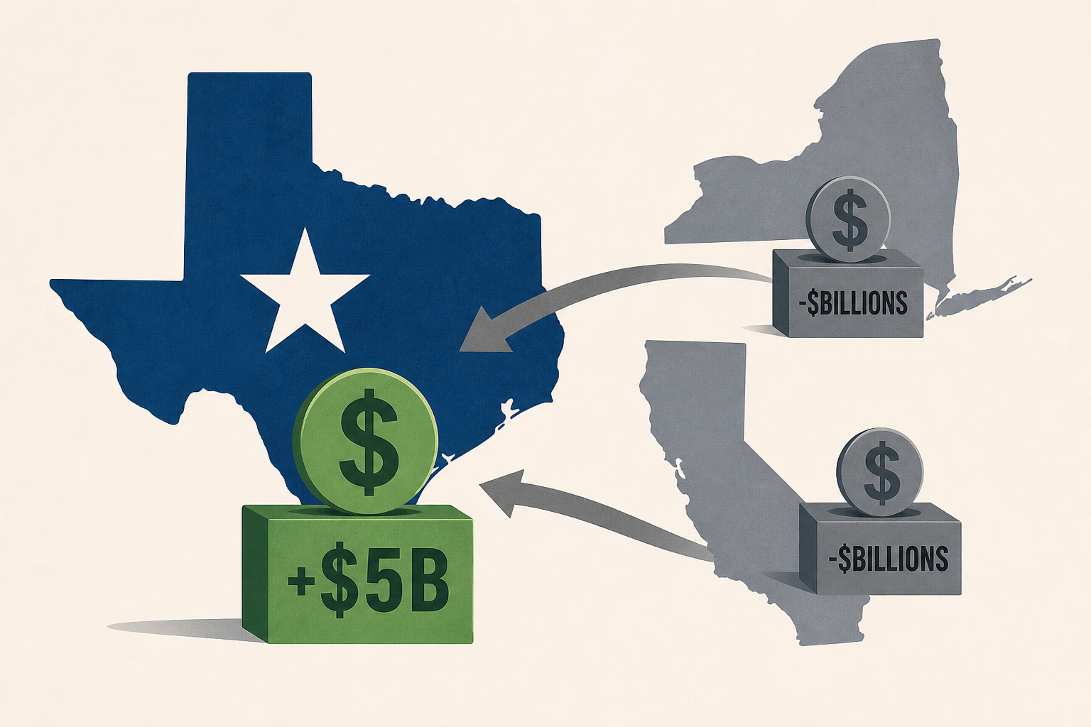 IRS migration data show Texas gained $5B as NY, CA lost billions