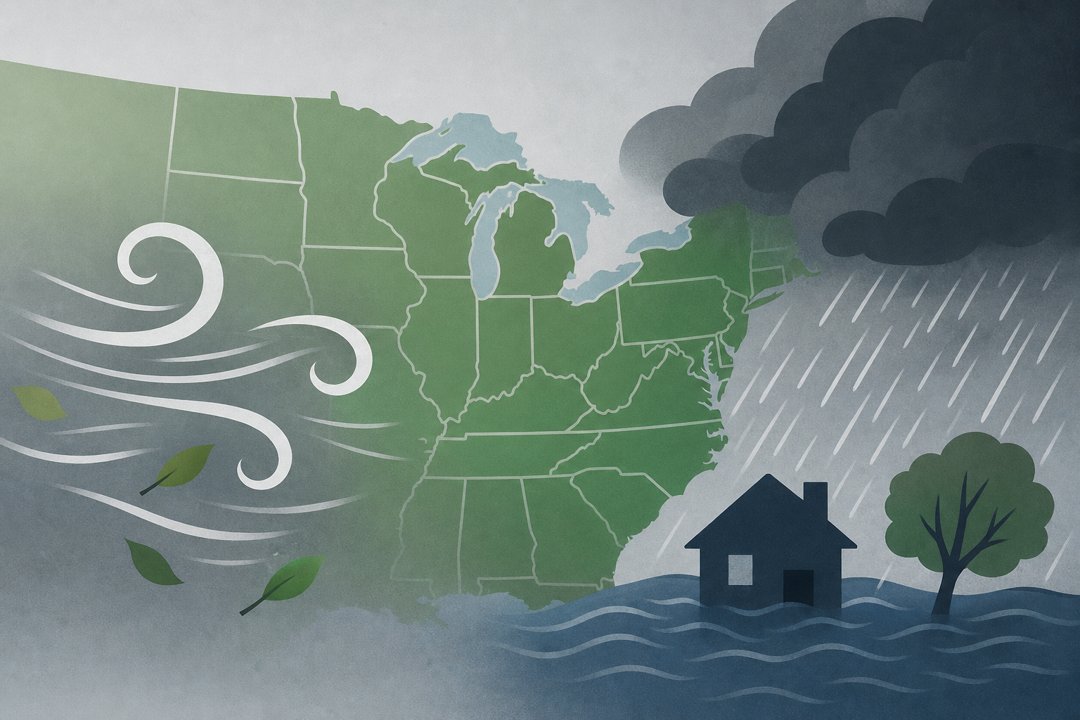 Midwest, East Coast could see damaging winds, flash flooding this week