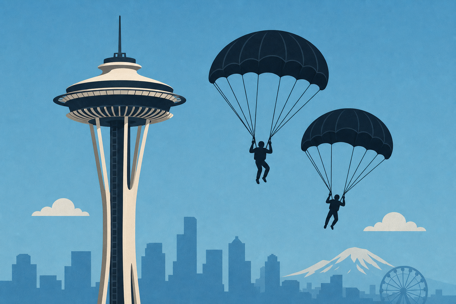 2 men sought after parachuting from Seattle's Space Needle