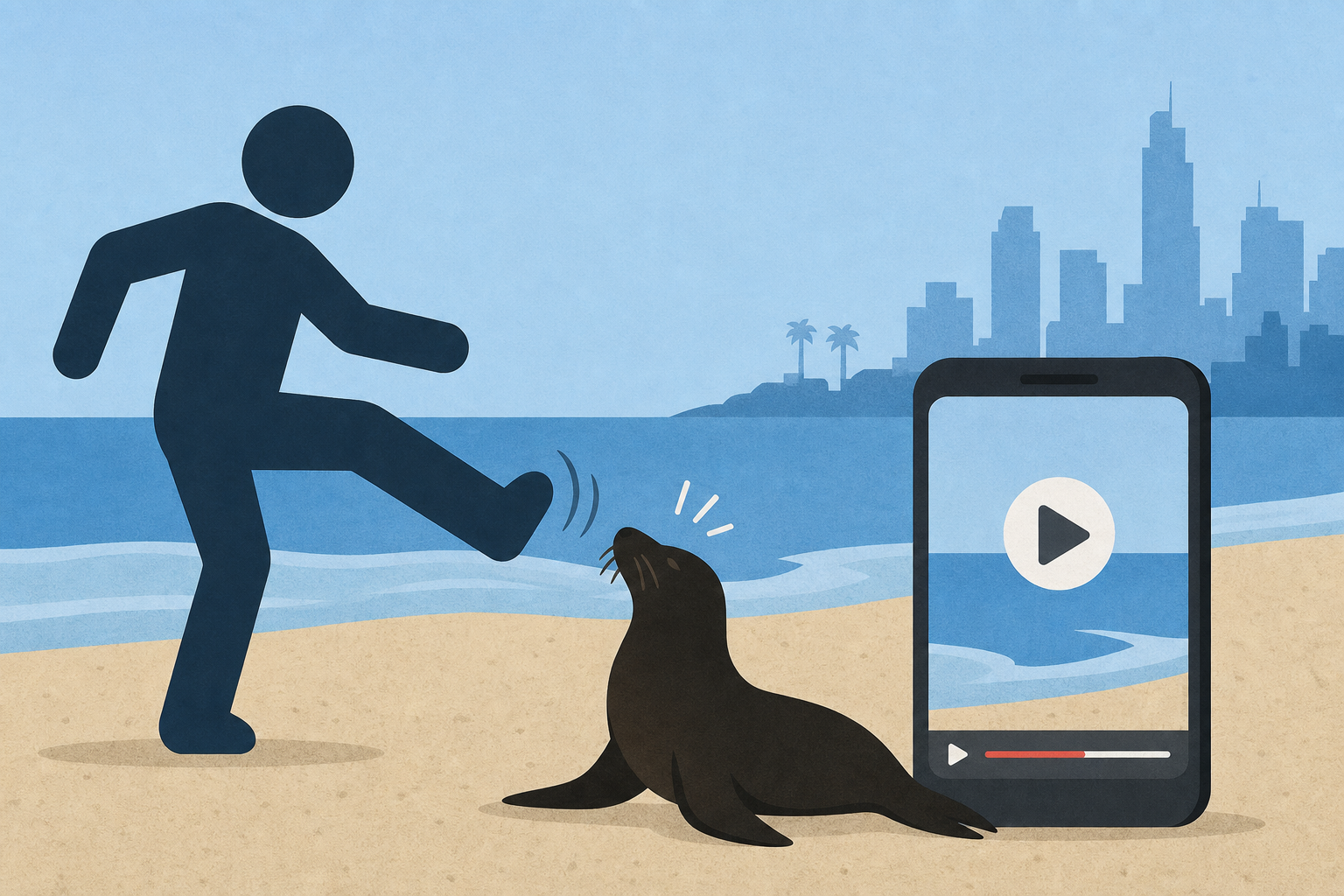 Video appears to show a person kicking sea lion on San Diego beach; NOAA investigating