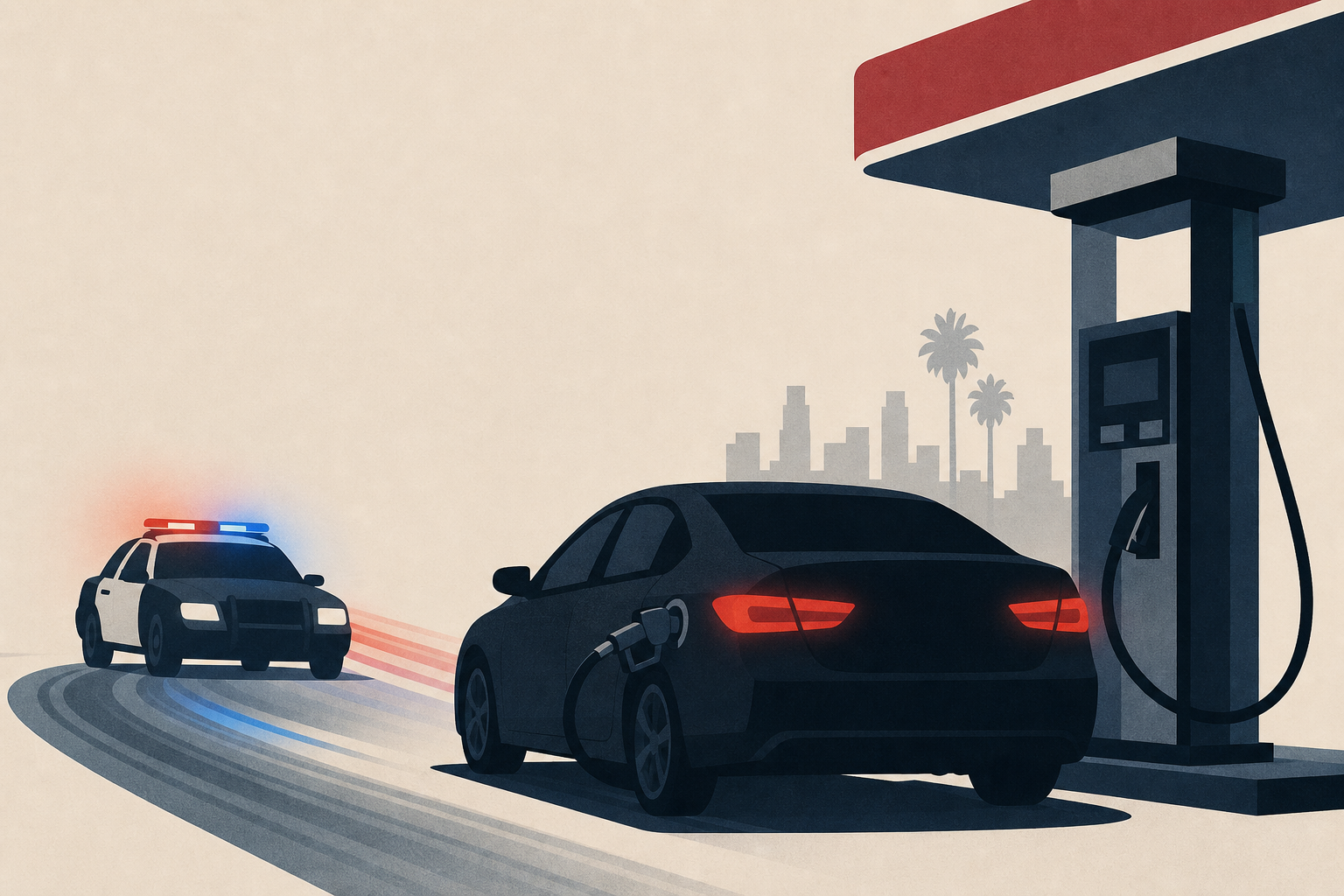 Police chase suspect stops, fills full tank of gas mid-pursuit in Los Angeles County