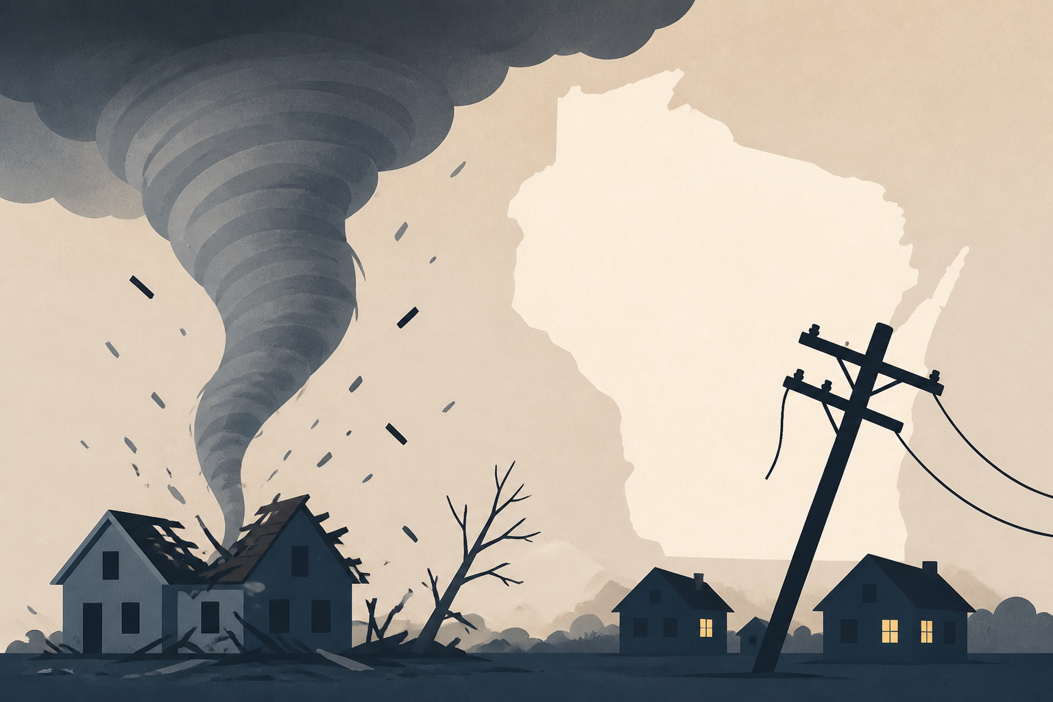 Wisconsin tornado causes extensive damage and cuts power to thousands of homes