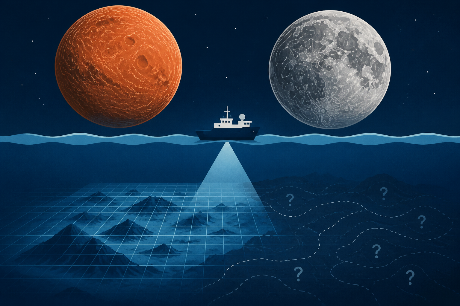 We have more accurate maps of the surface of Mars and the Moon than of the floor of our own ocean — less than a third of the seabed has been measured in real detail, meaning most of the largest landsc