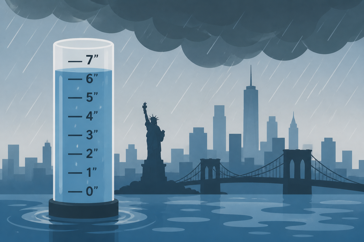 Slow-moving storms could dump up to 7 inches of rain on parts of New York City