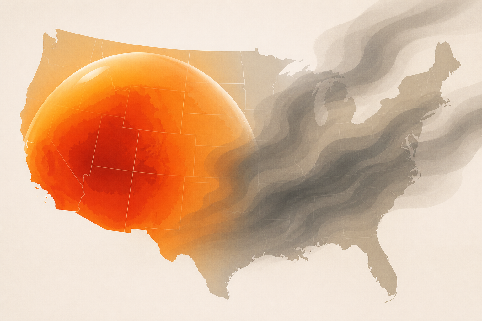 Maps show where heat dome and wildfire smoke cover the US
