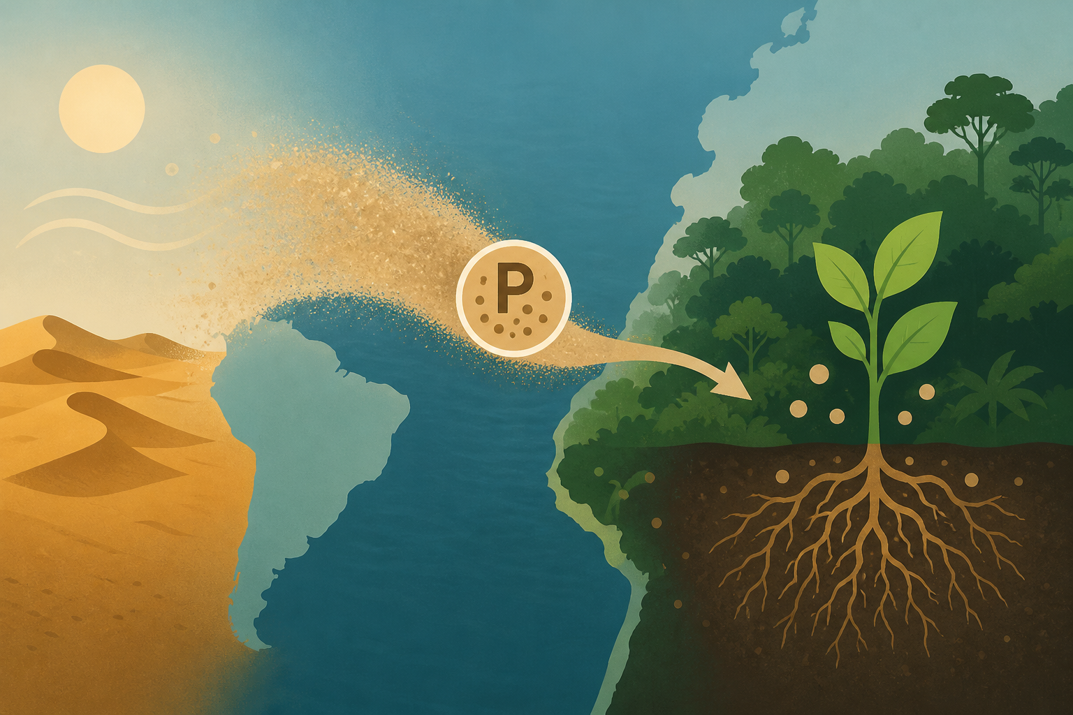 The Sahara sends roughly 27 million tonnes of dust across the Atlantic every year, and the phosphorus in it is what stops the Amazon's soils exhausting themselves, which means the largest rainforest o