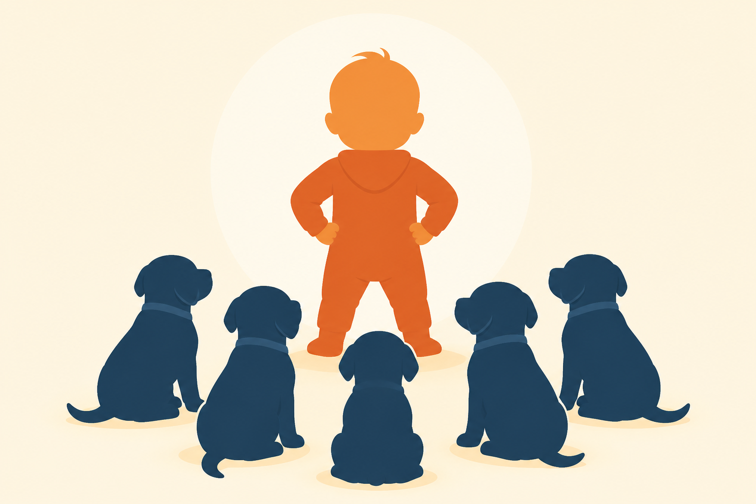 One Tiny Toddler Somehow Became the Leader of This Puppy Pack