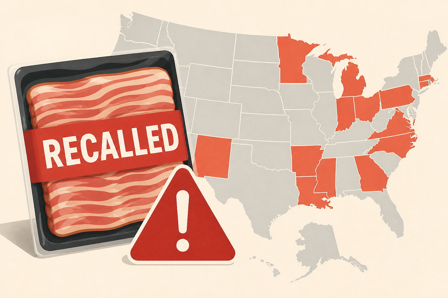 Over 12,000 pounds of bacon recalled. See map of affected states
