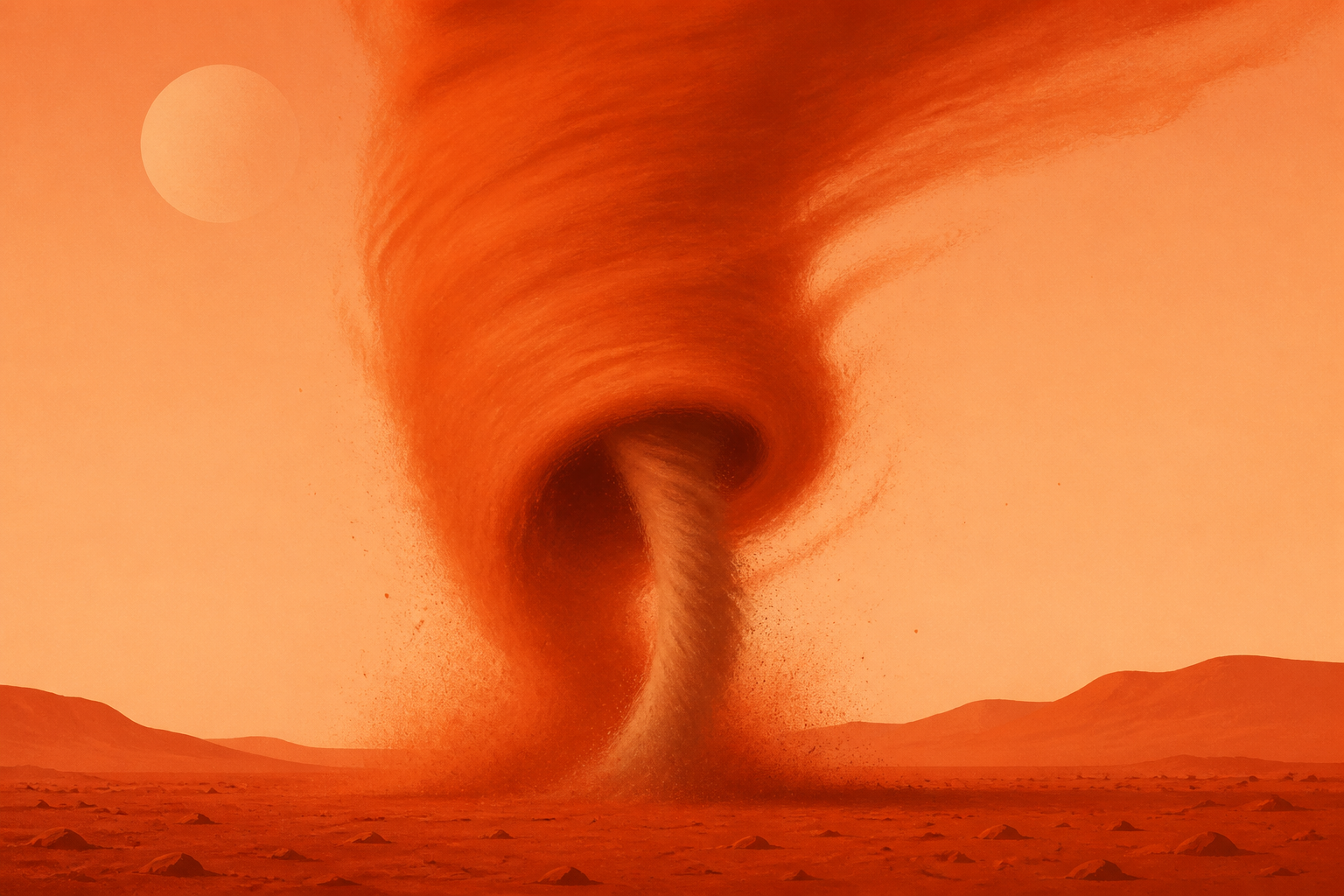 A colossal Martian dust devil swallowed another-astronomers stunned by surreal footage