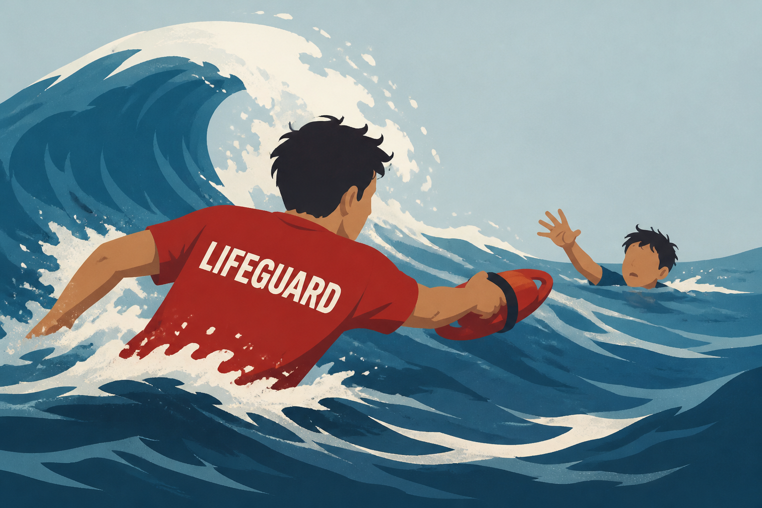 Teenage Lifeguard Fights Intense Waves to Bring Boy to Safety