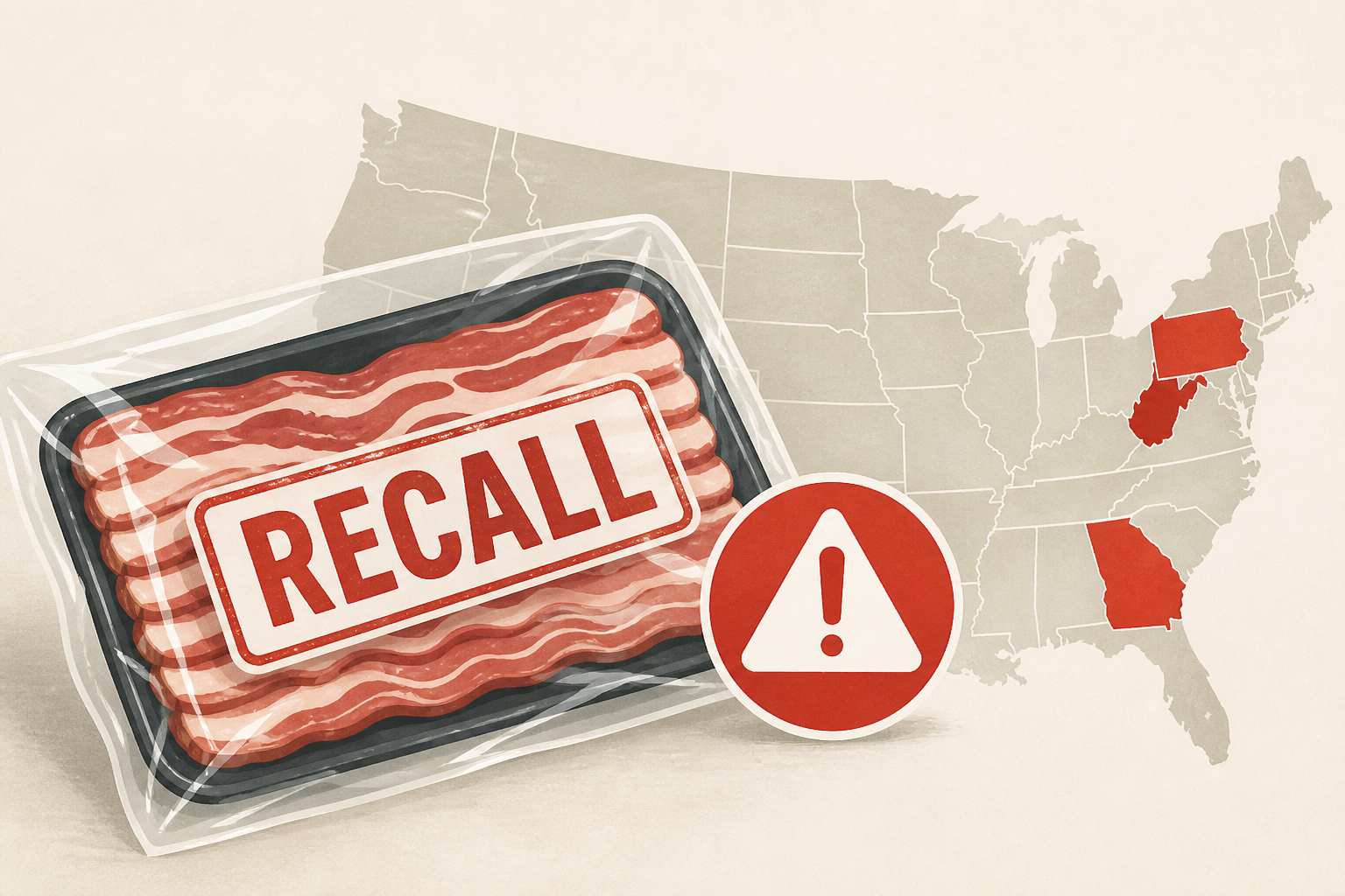 Over 12,000 pounds of bacon sold in three states affected by latest food recall