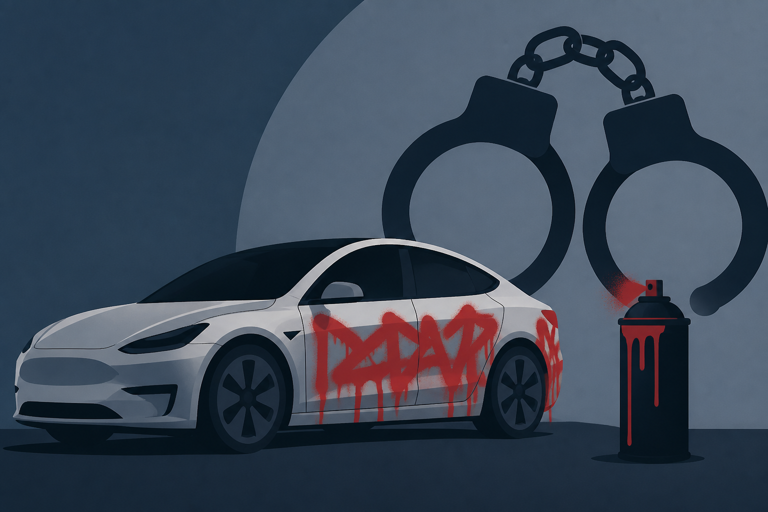 Serial vandalism suspect arrested after 13 Teslas tagged with spray paint, Irvine police say