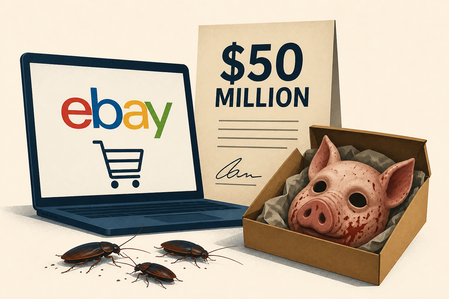 eBay agreed to pay nearly $50 million to couple sent cockroaches, bloody pig mask