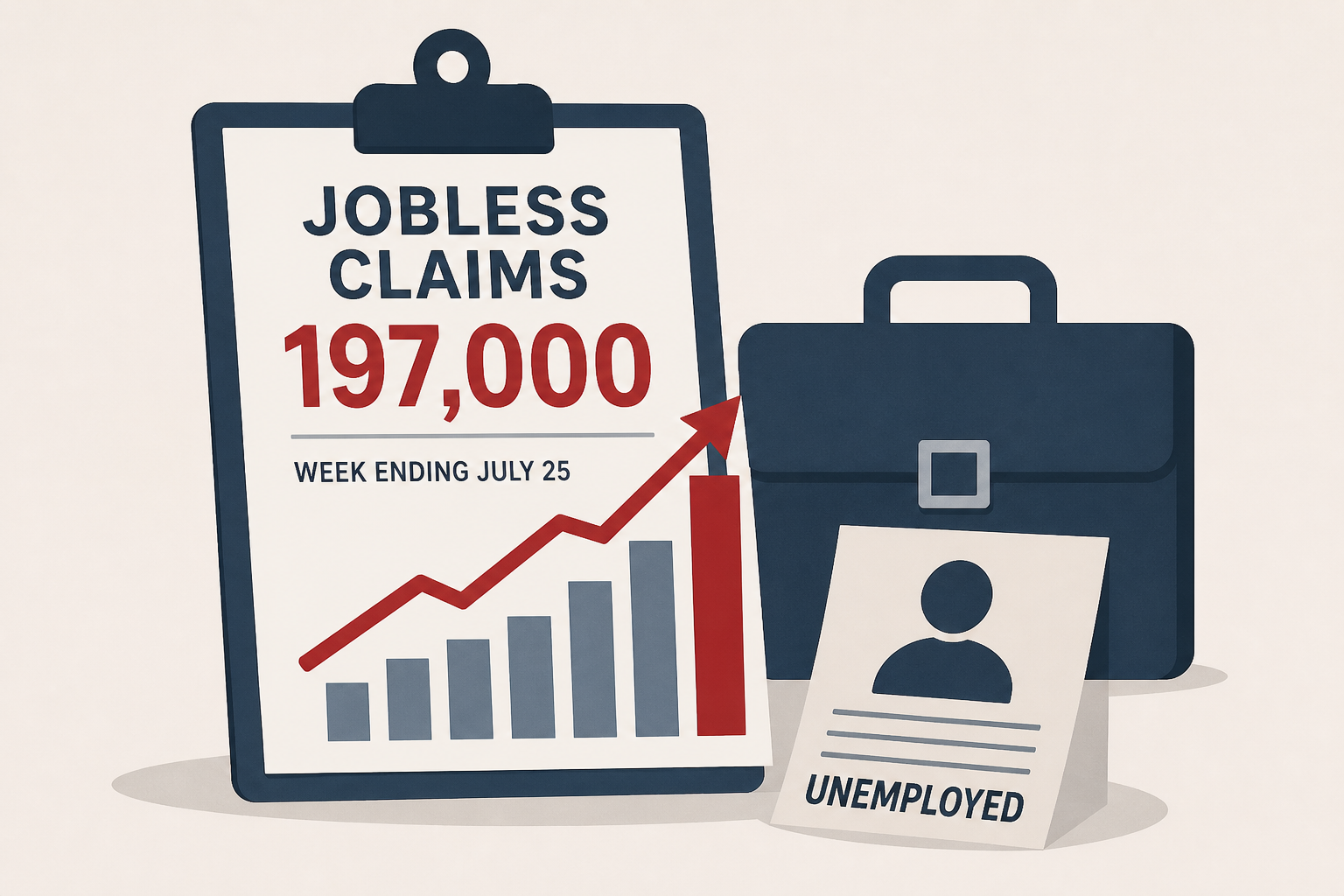 Labor Department: US jobless claims rise to 197,000 in the week ending July 25
