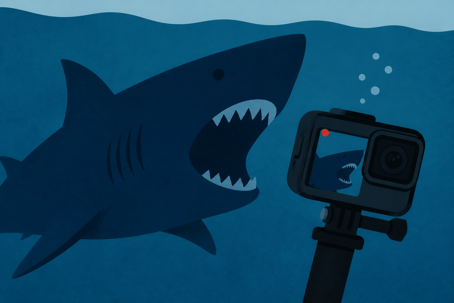 Man captures dramatic moment when shark attacked him