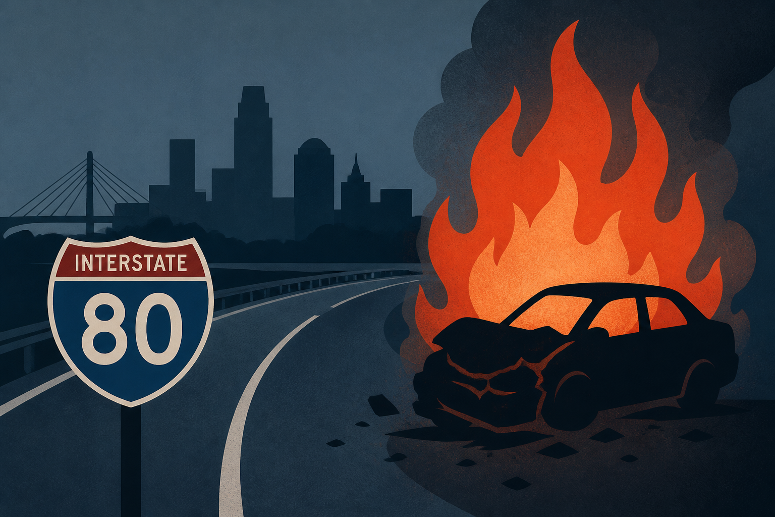 Woman dies after fiery Interstate 80 crash in Omaha