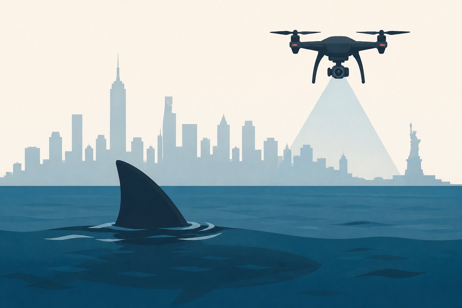 Panic as shark sightings explode around New York as cops deploy drone army