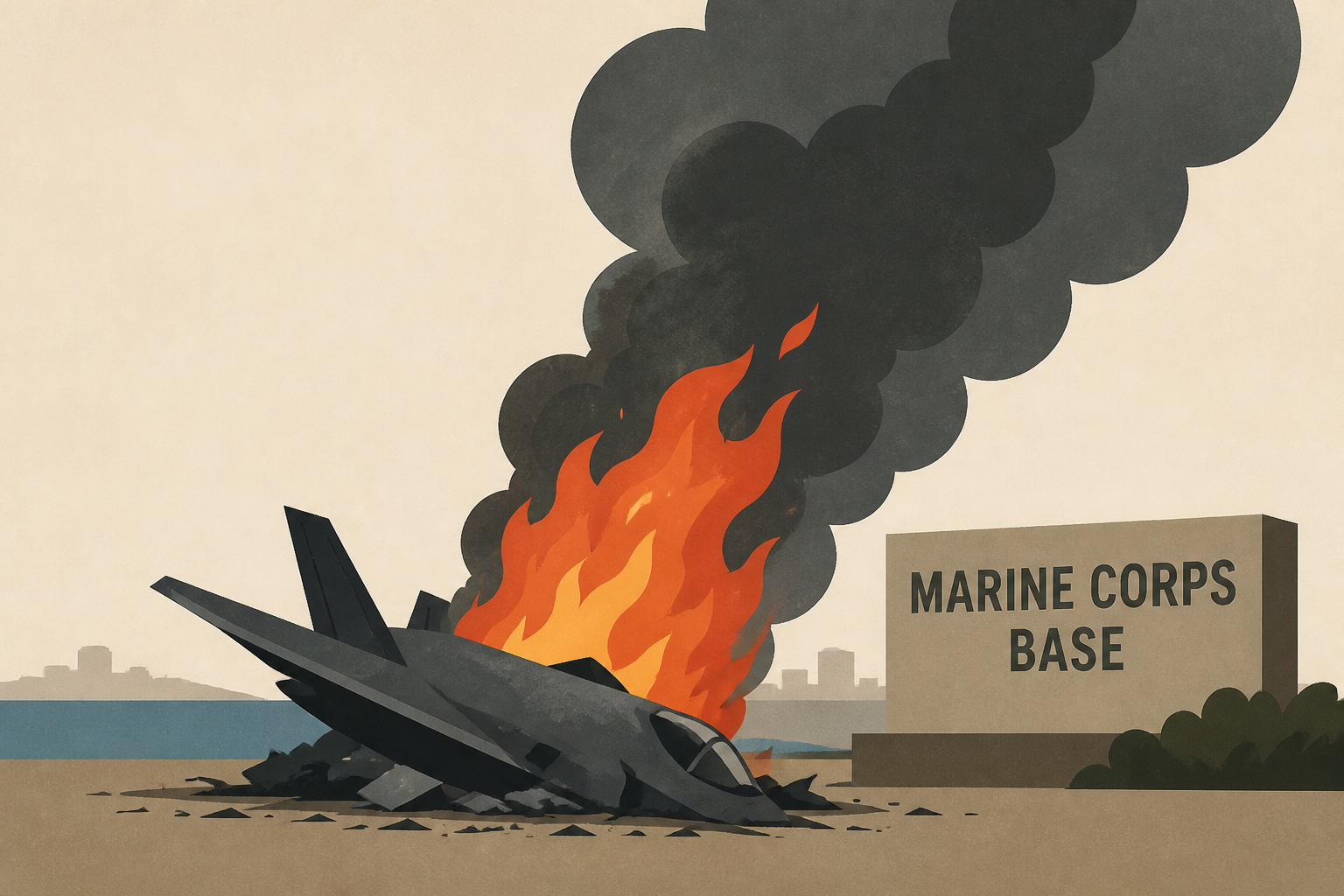 F-35 fighter jet crashes near San Diego Marine Corps base, sparking fire