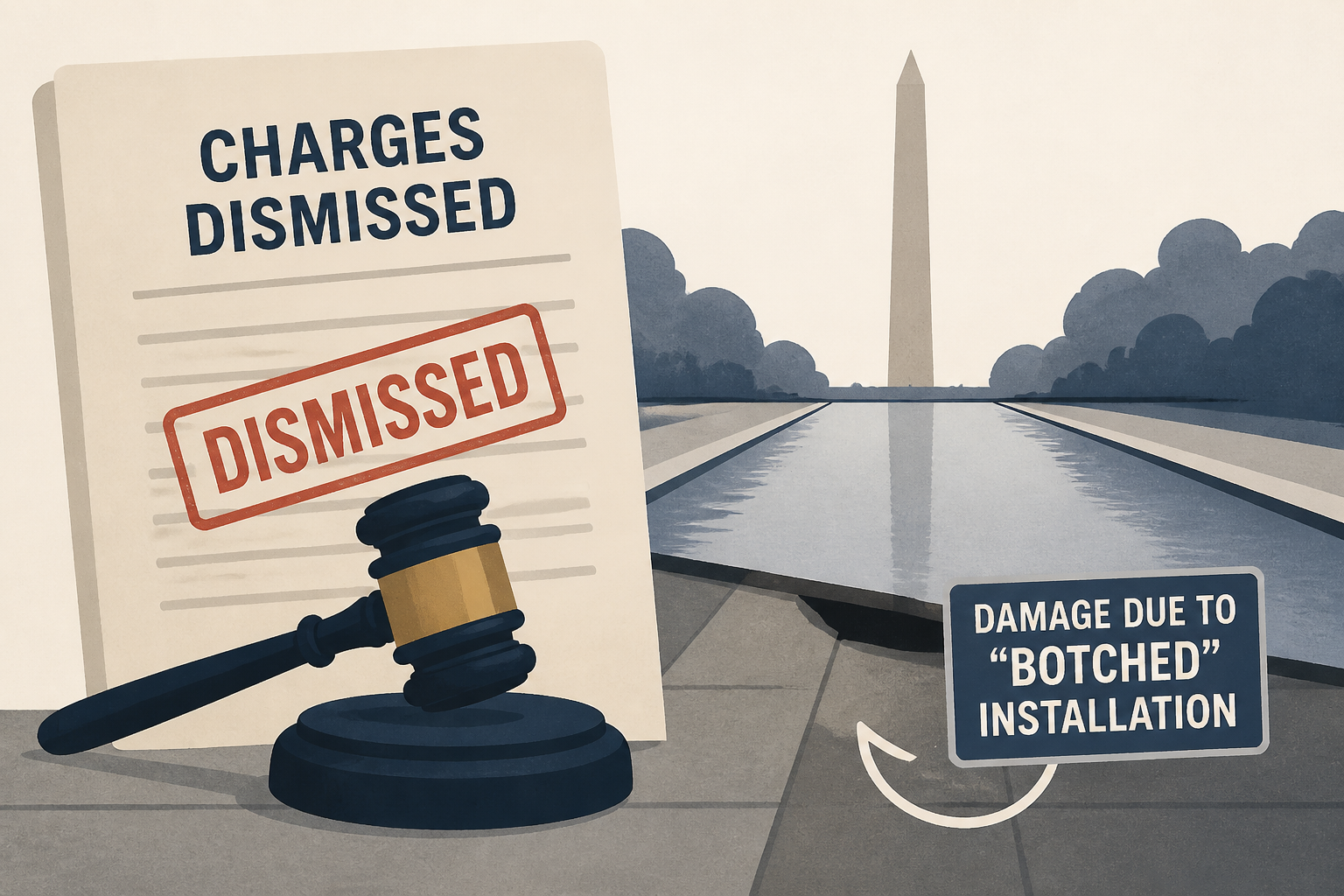 DOJ moves to dismiss Reflecting Pool vandalism charges against David Hearn, says damage due to "botched installation"