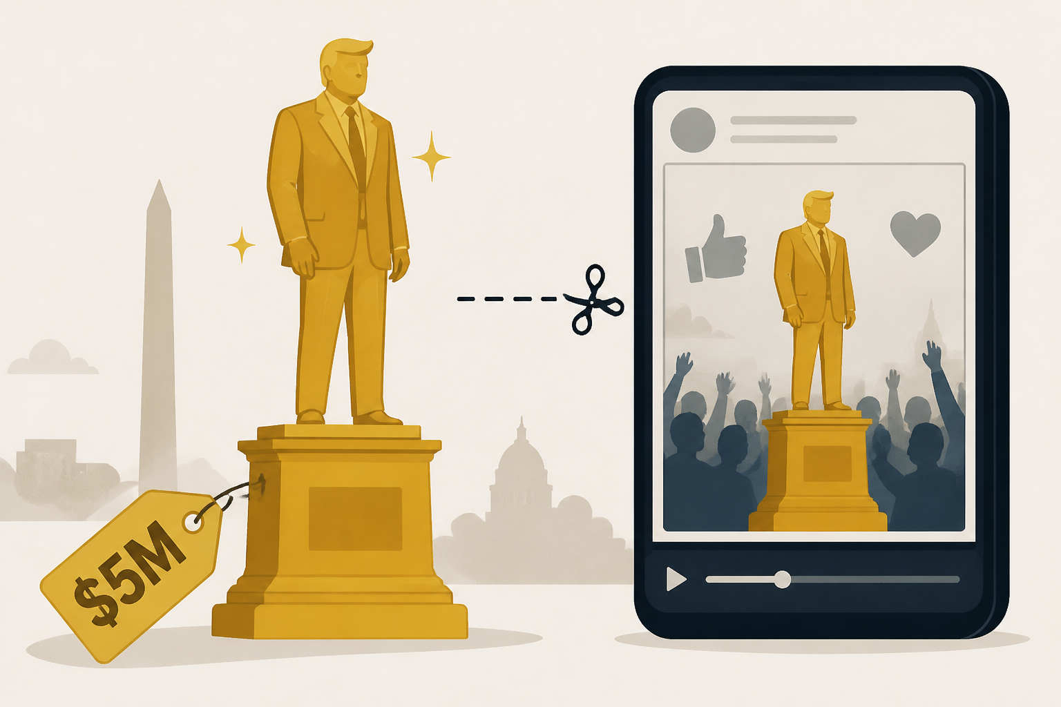 Trump team deceptively edits reaction to his $5M gilded statues in DC