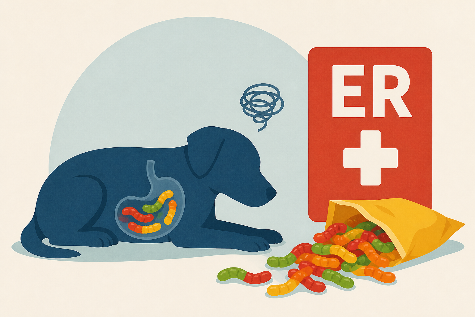 Dog rushed to ER after eating over 2 pounds of gummy worms