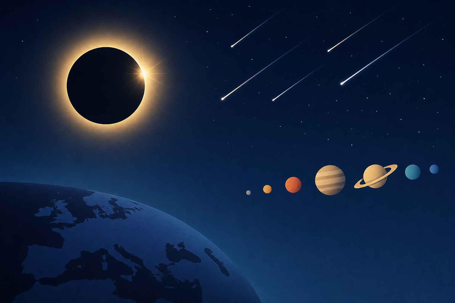 Get ready for a solar eclipse, meteor shower and planet parade in Europe
