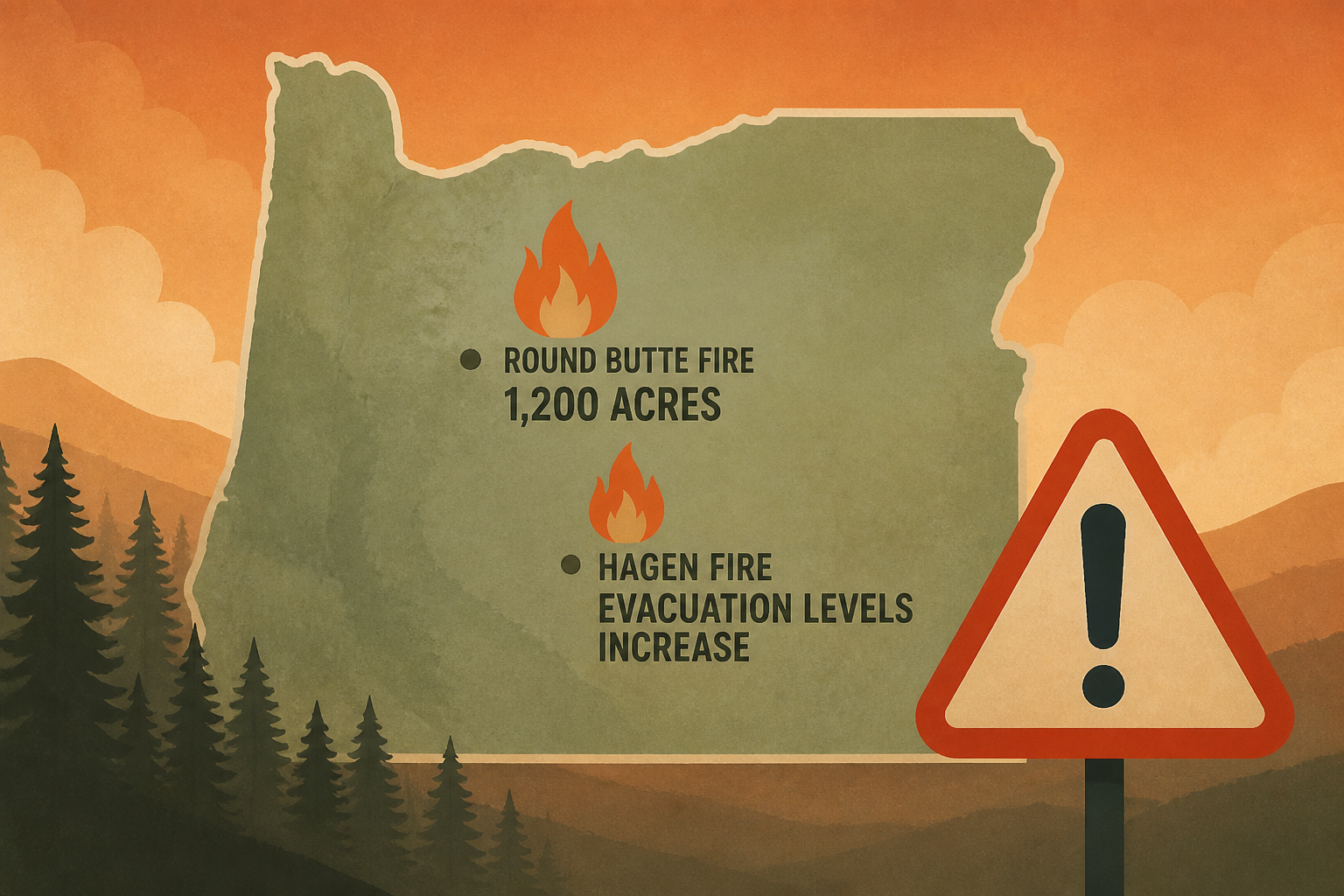 Oregon wildfire updates: Round Butte Fire at 1,200 acres in Jefferson Co.; Hagen Fire evacuation levels increase