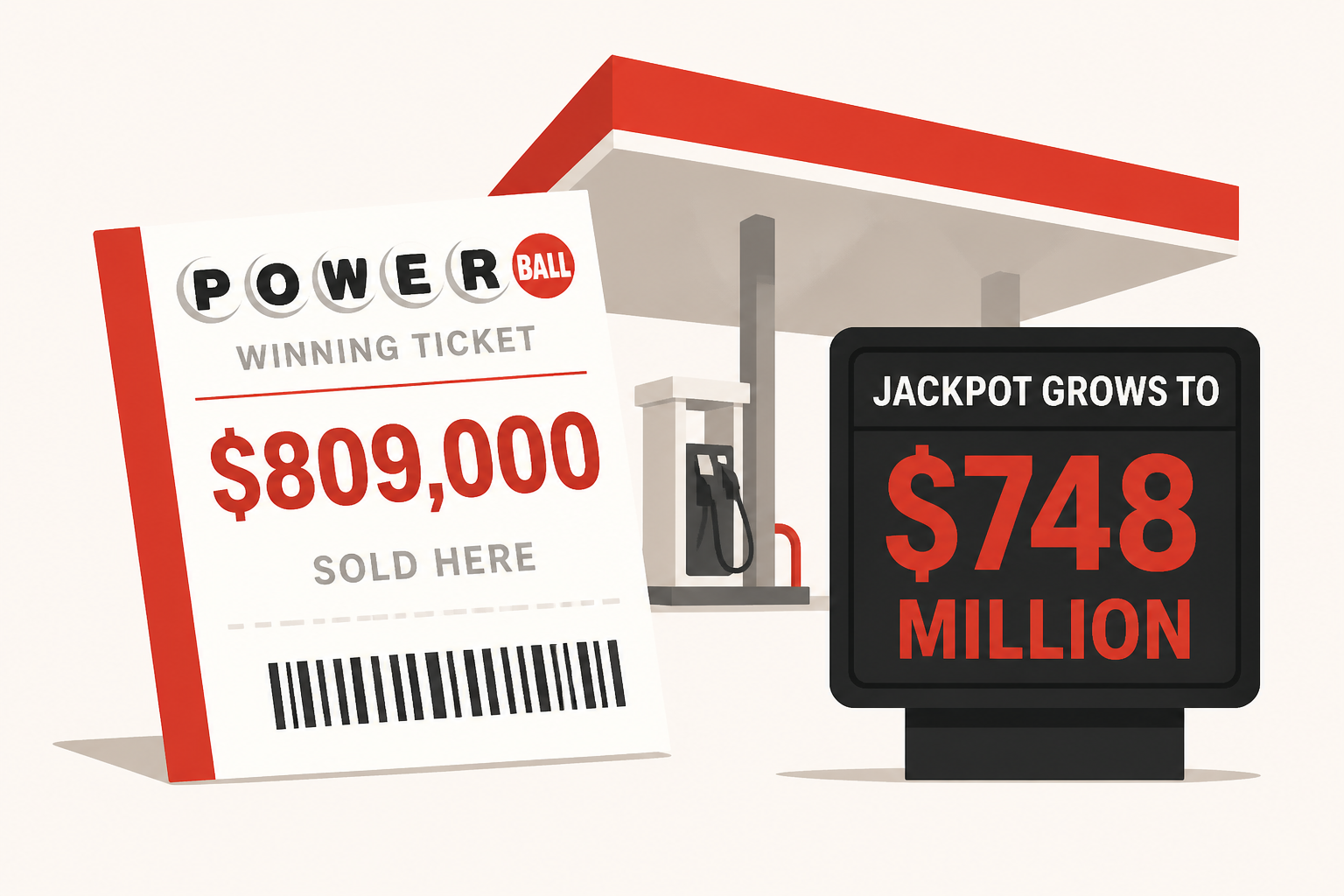 $809K-winning Powerball ticket sold at Sawtelle gas station; jackpot grows to $748 million