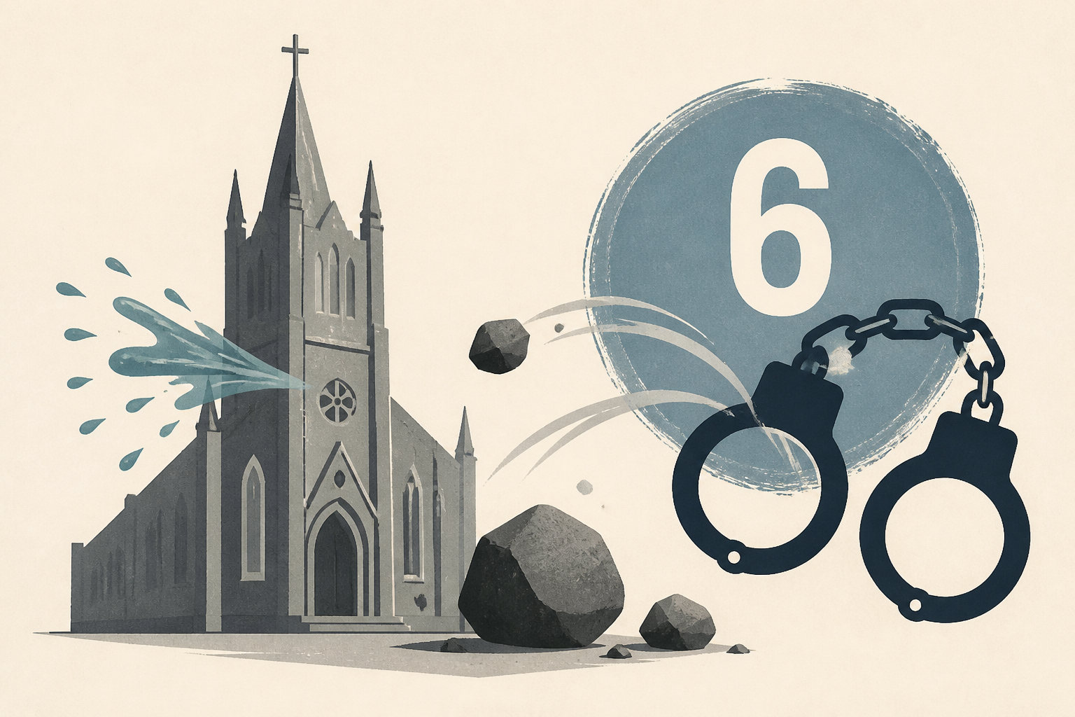 Six arrested after allegedly spitting at, throwing rocks at St. James Cathedral