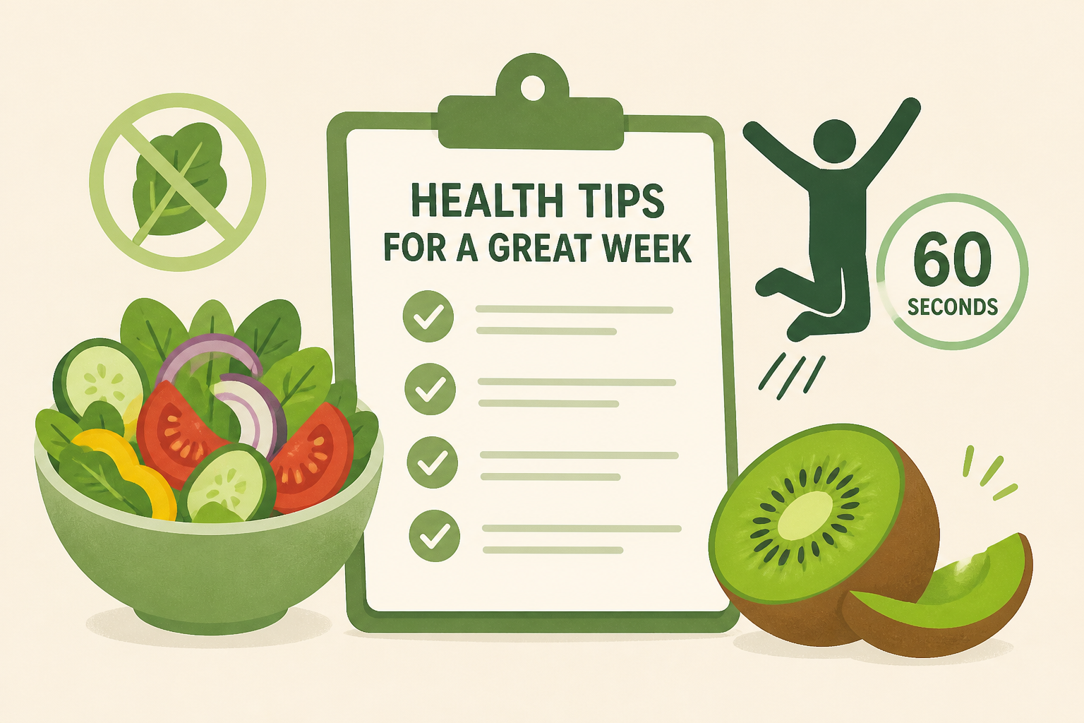 Make a lettuce-free salad, jump for 60 seconds and eat kiwi skin - plus 6 more health tips to help you have a great week