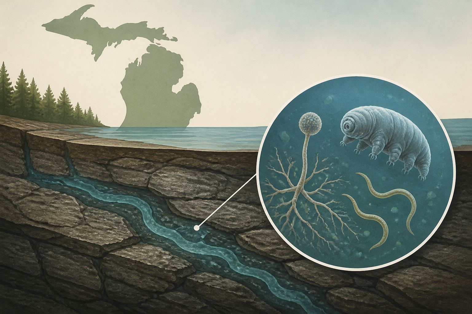Beneath Michigan, ancient rock and water teem with fungi, 'water bears,' and tiny worms