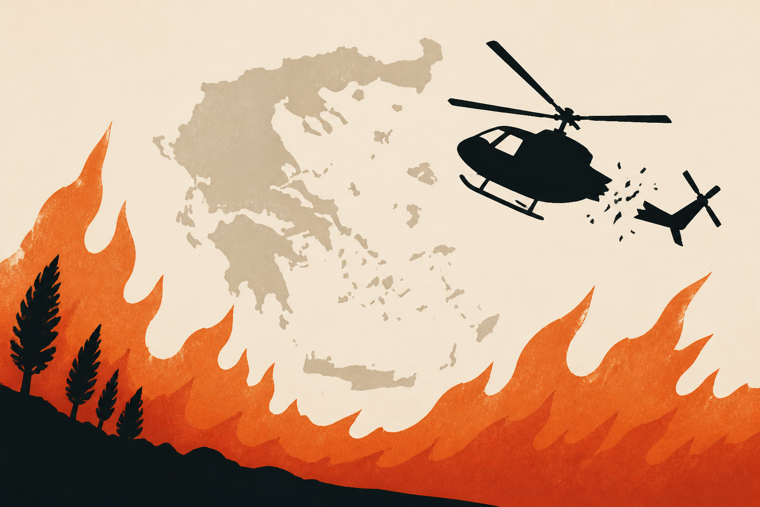 Choppers collide, killing 2, as fires and foreboding grip Greece