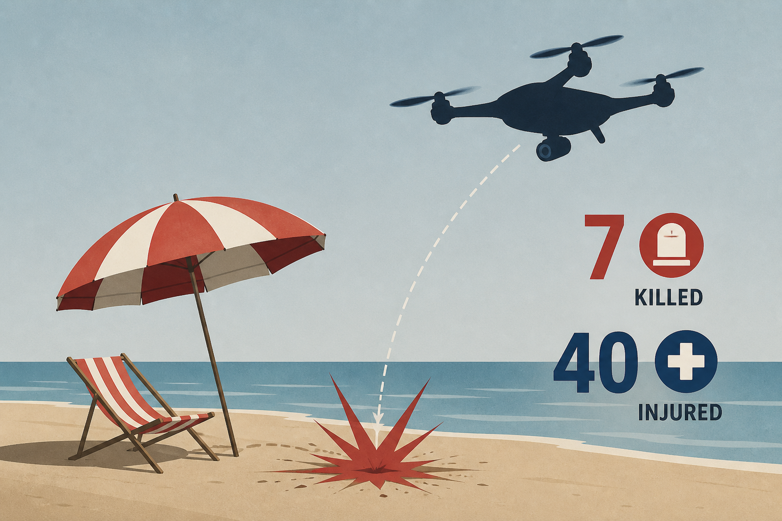 Russia says seven killed and 40 injured by Ukrainian drone hitting beach