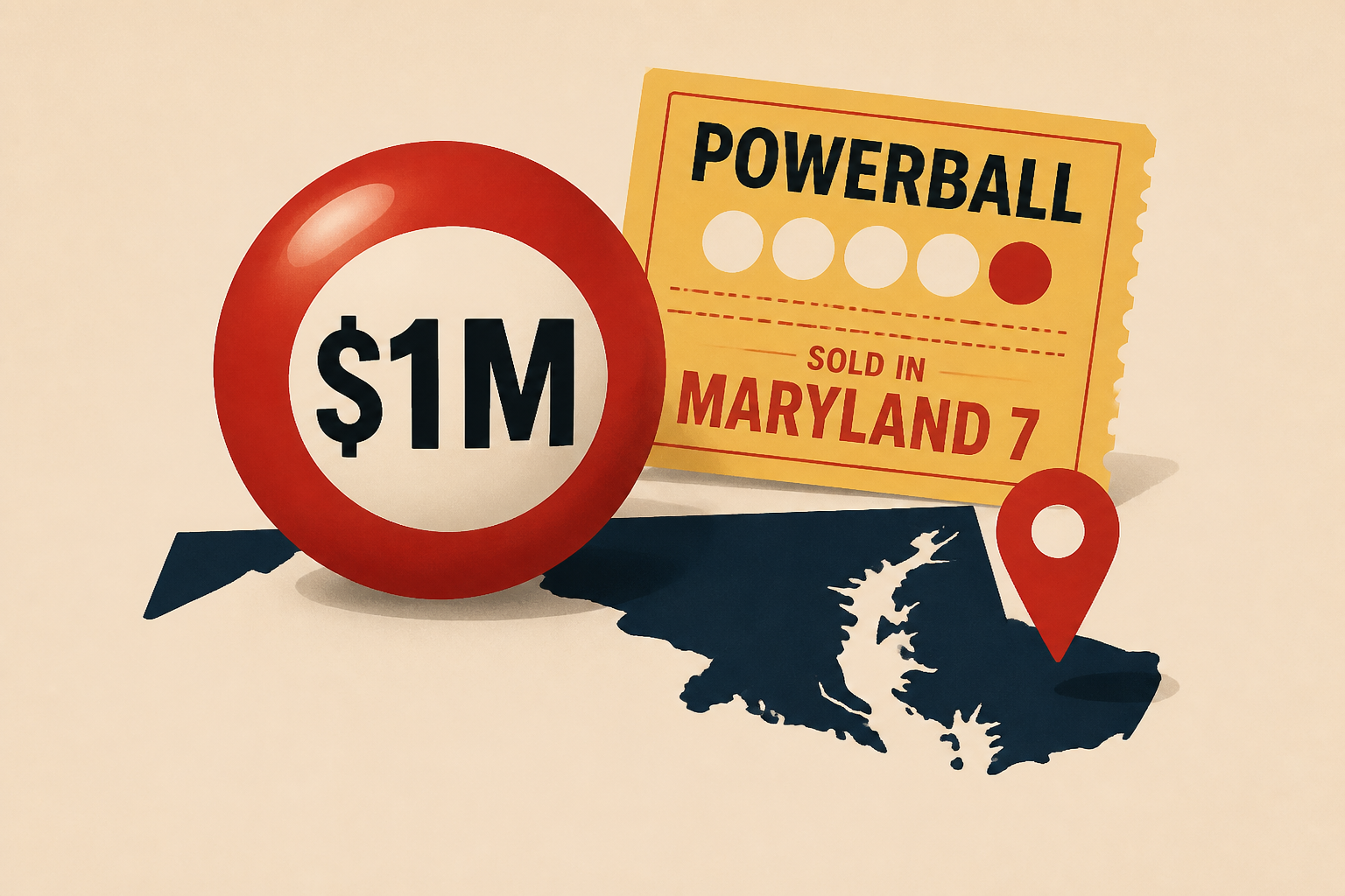 $1M Powerball ticket sold at Maryland 7