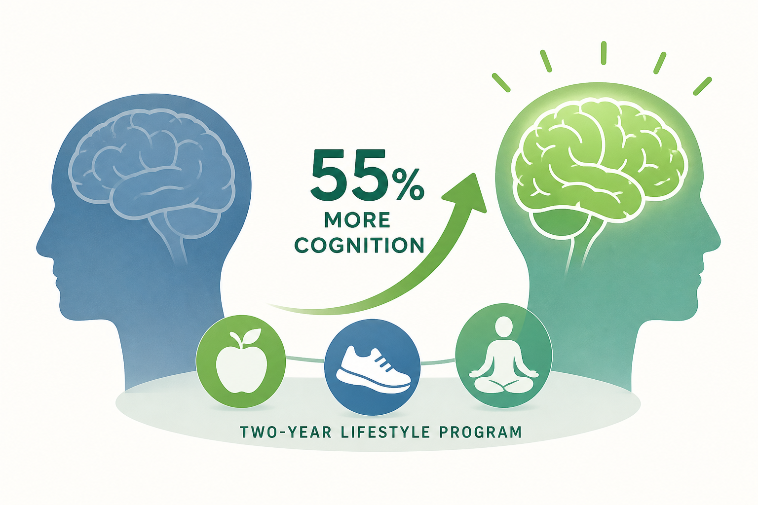 Two-Year Lifestyle Program Boosts Cognition 55% More in Older Adults