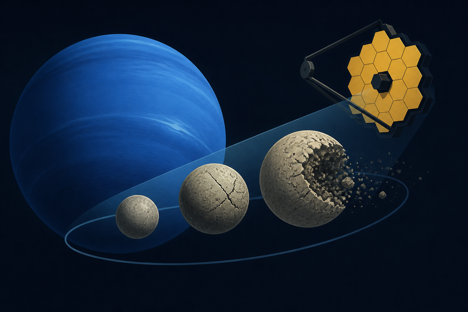 Webb telescope finds signs of ancient disaster for Neptune's moons