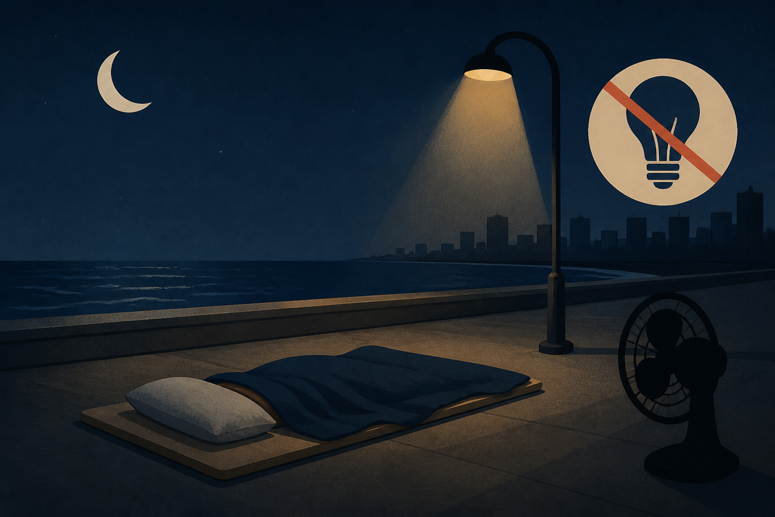 Cubans sleep on Havana's seaside boulevard to seek relief from crippling blackouts and summer heat