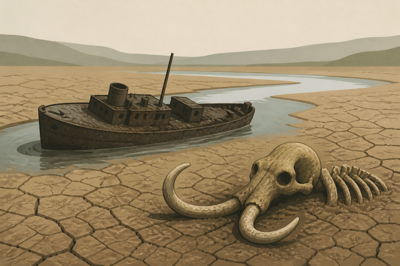 As the Danube River dries up, World War II shipwrecks and mammoth bones come into view