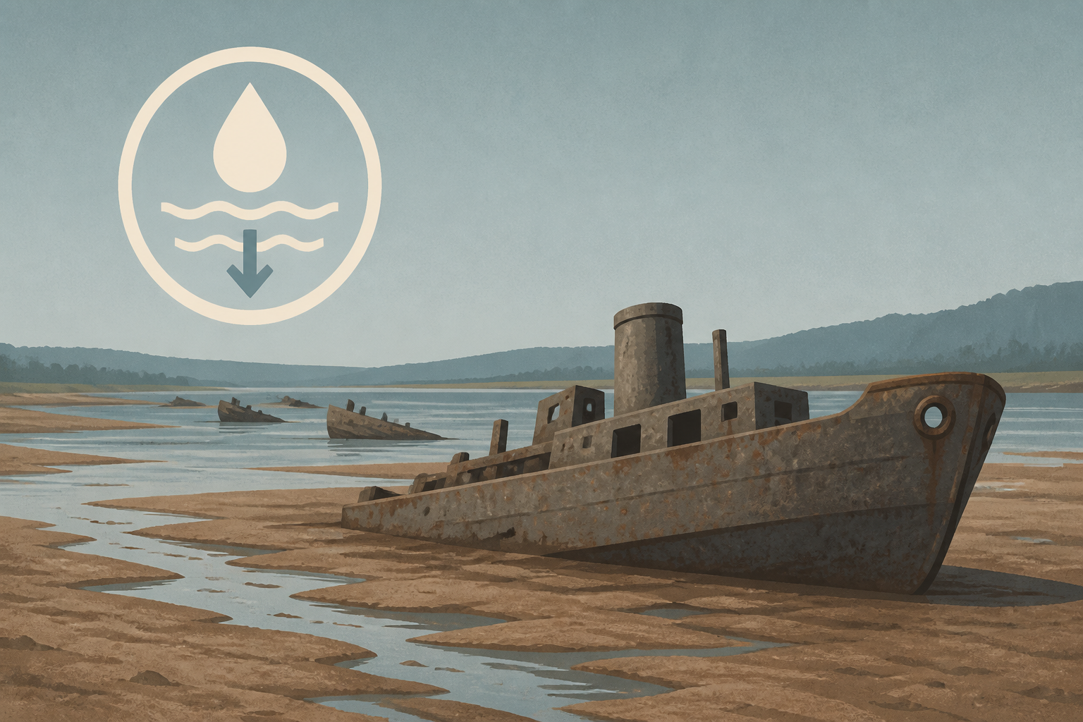 Danube River's shrinking water levels expose dozens of World War II ships