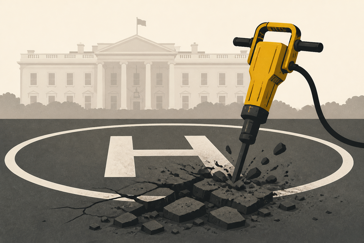 Workers Rip Into White House Helipad After Trump Orders Changes