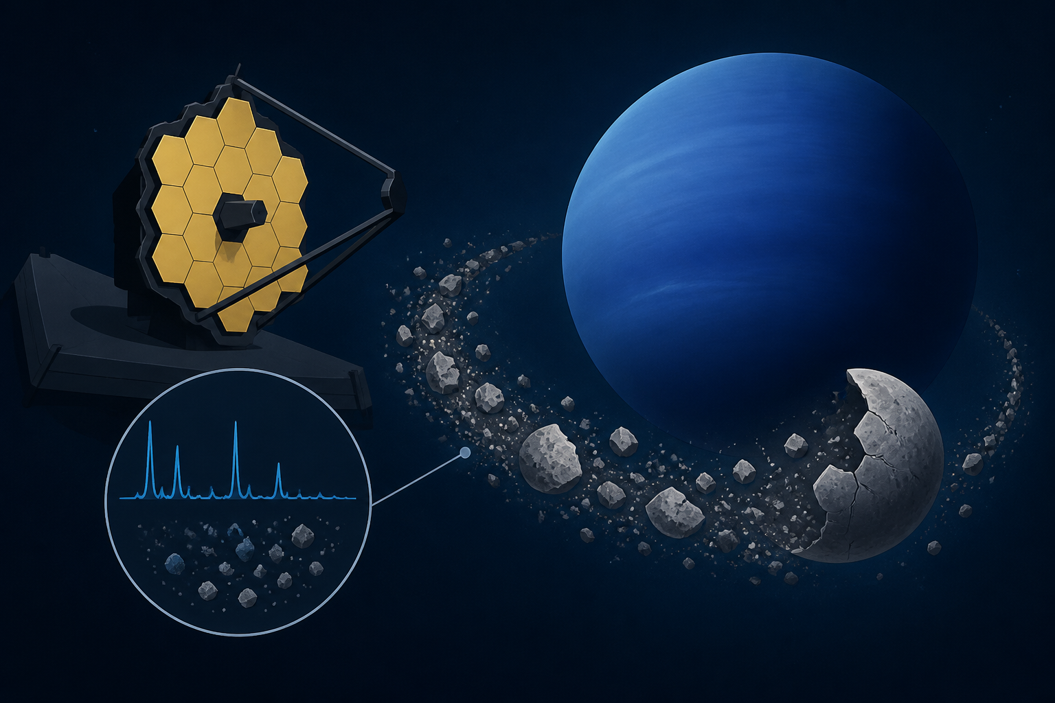 Webb Telescope Found Forensic Evidence of Ancient Disaster That Destroyed Neptune’s Moons