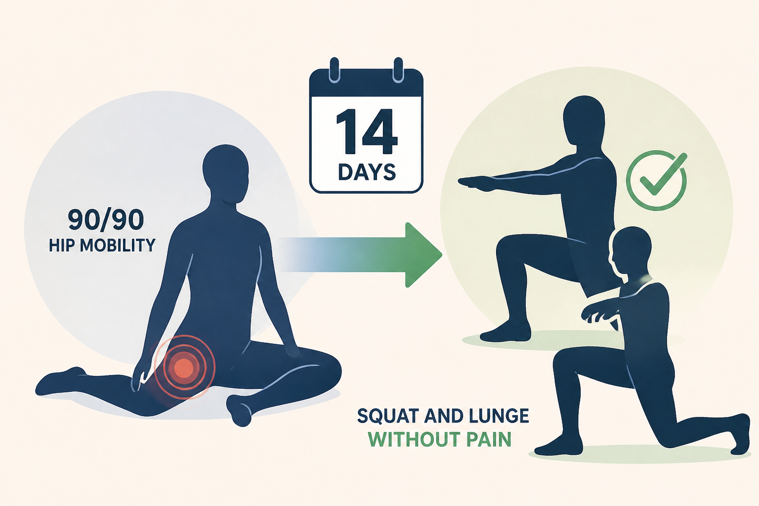 I tried doing the 90/90 hip mobility exercise every day for two weeks and now I can squat and lunge without pain