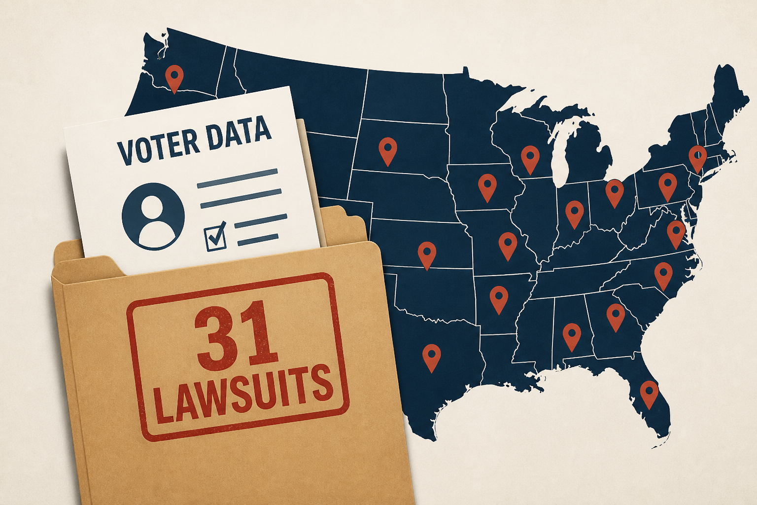 The Trump administration has filed 31 lawsuits seeking states' voter data. Here's where they stand.