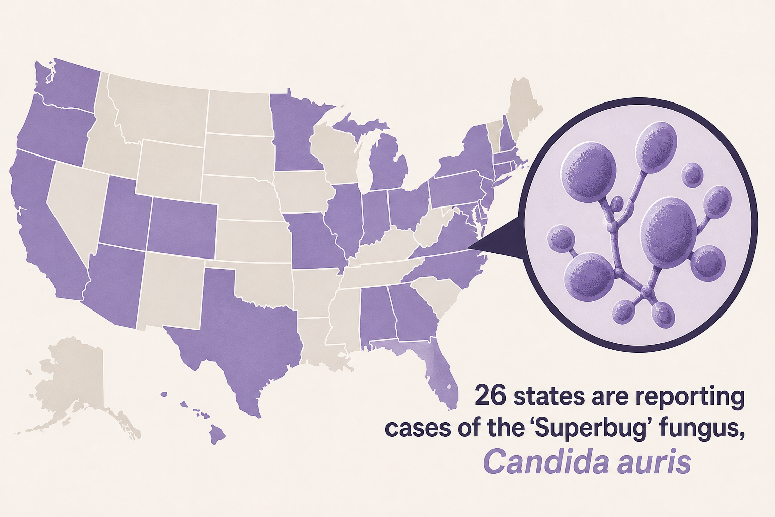 26 states are reporting cases of the 'Superbug' fungus, Candida auris