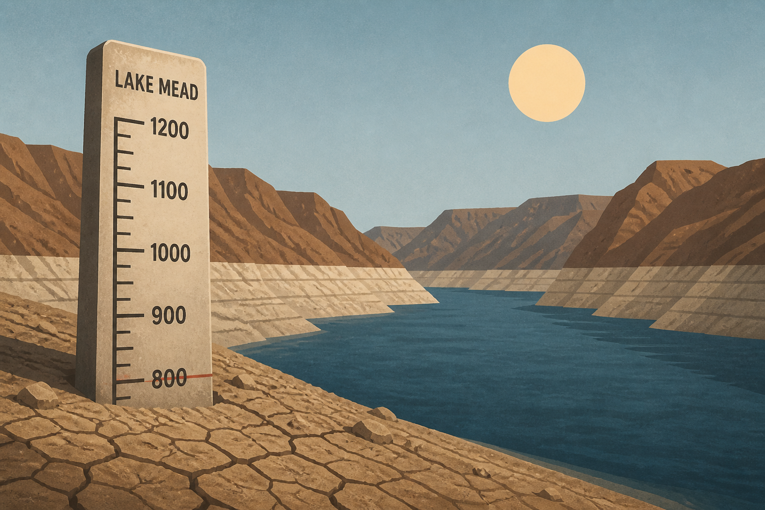 Lake Mead, nation's largest reservoir, reaches its lowest water level on record