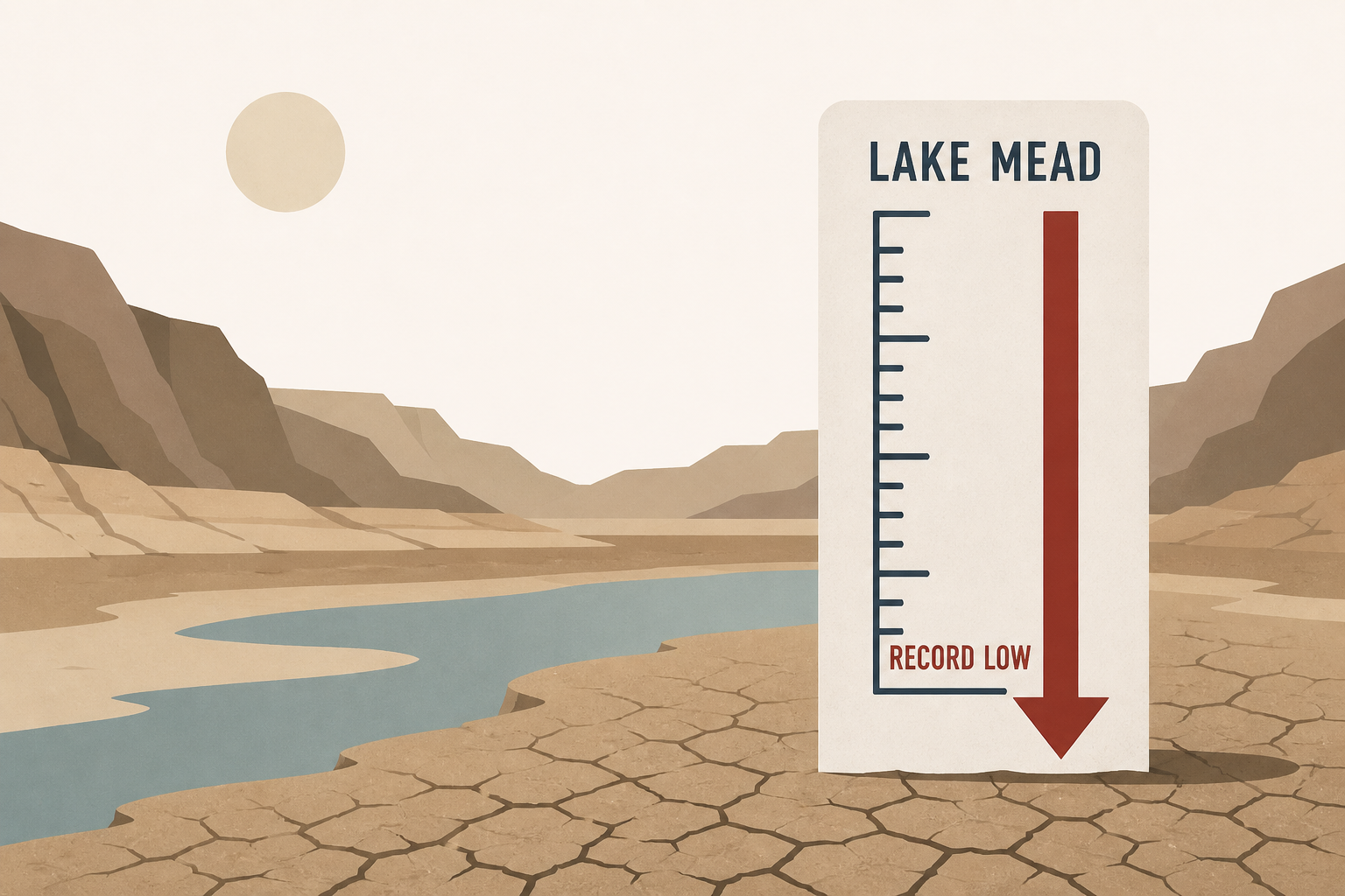Vital Lake Mead Drops to Record Low Level