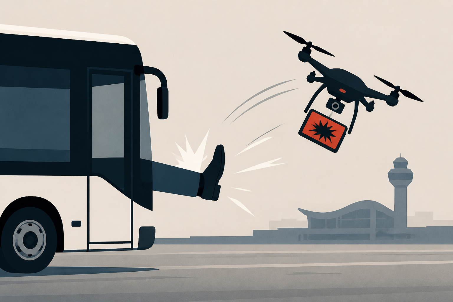 Bus driver kicked explosive drone out of the air at German airport